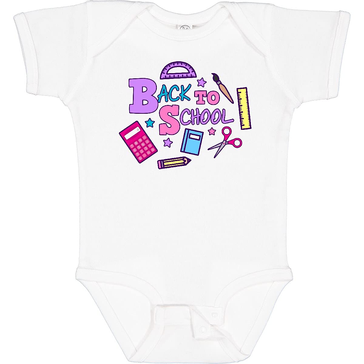 Inktastic Back to School Baby Bodysuit - Cute School Supplies Design for Infants & Toddlers - Perfect for First Day of School, Daycare or Playtime