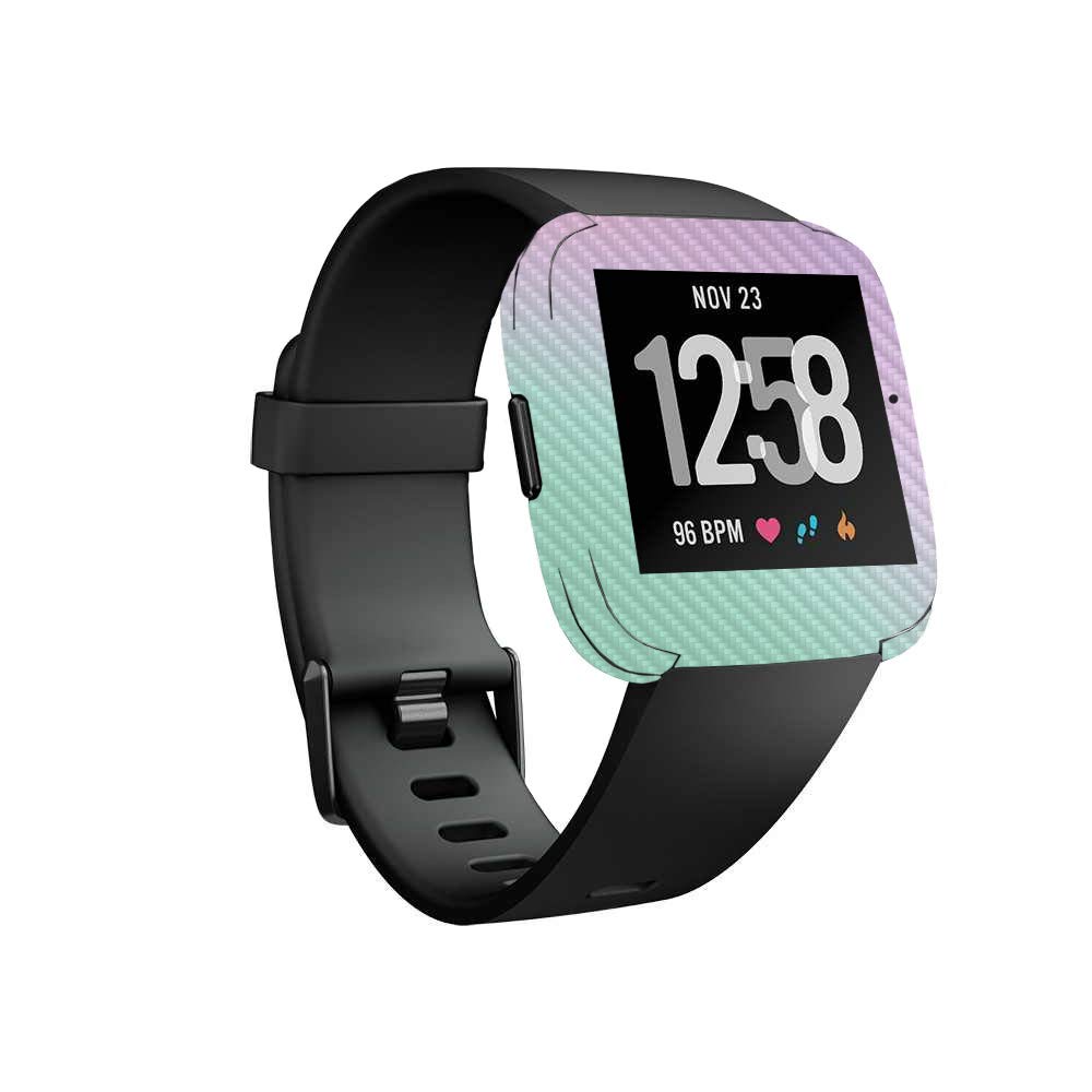 MightySkins Carbon Fiber Skin for Fitbit Versa - Cotton Candy | Protective Durable Textured Cover | Easy to Apply & Remove | Made in USA | Perfect for Gym, Work & Daily Wear