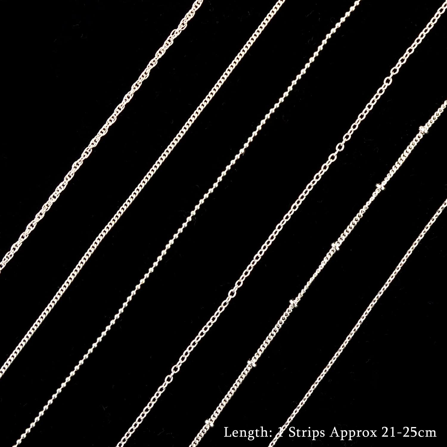6 Strips 3D Metal Nail Art Chains - Silver Punk Nail Studs & Beads for Nail Decoration | DIY Manicure Jewelry Accessories for Punk, Gothic & Festival Nail Art Designs