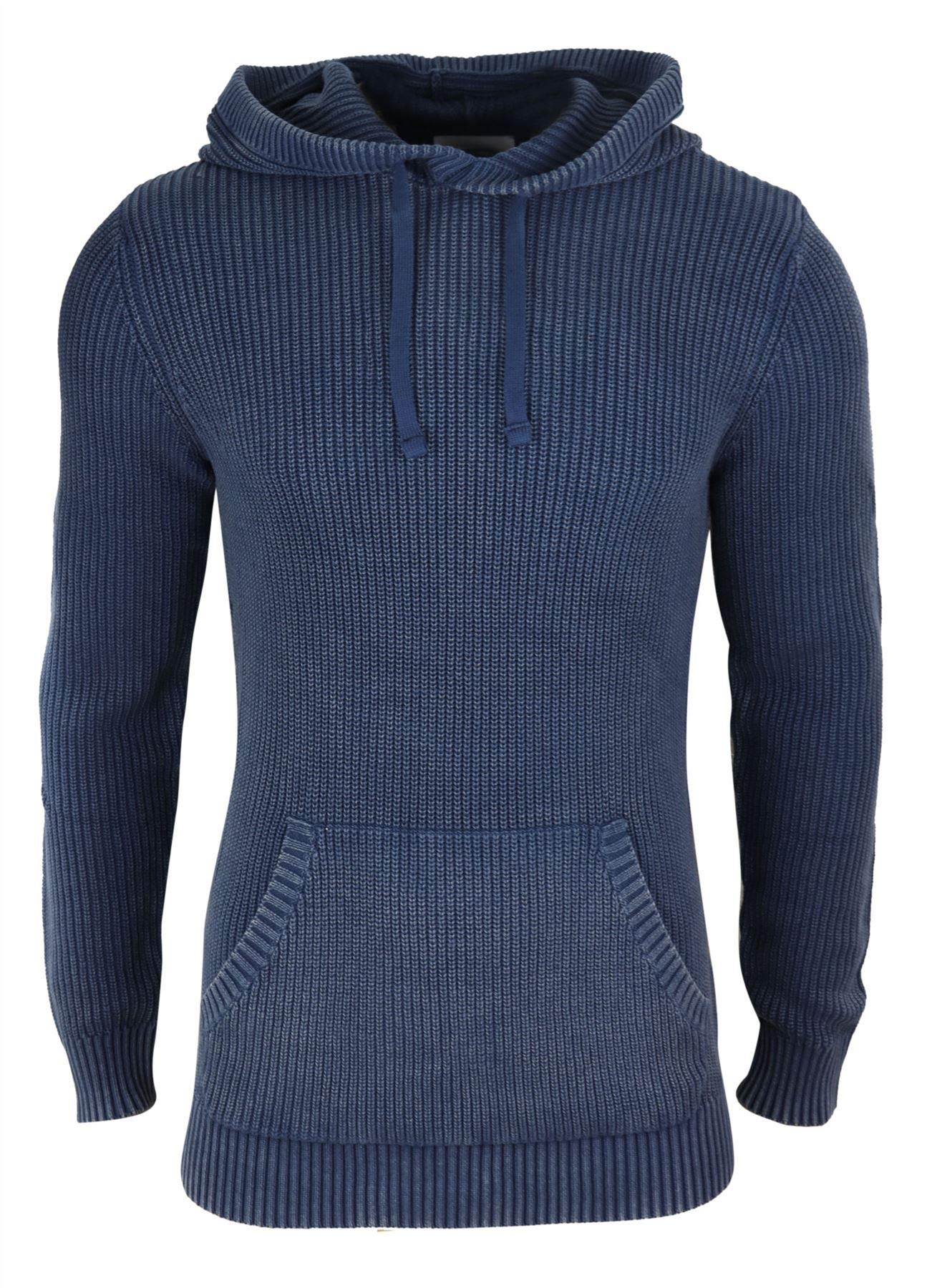 Men's Aztec Knit Cardigan with Polar Neck & Hood - Button & Zip Front - Warm Wool Blend Jumper for Winter - Perfect Christmas Gift for Him - Cozy for Holidays, Dates & Outdoor Activities