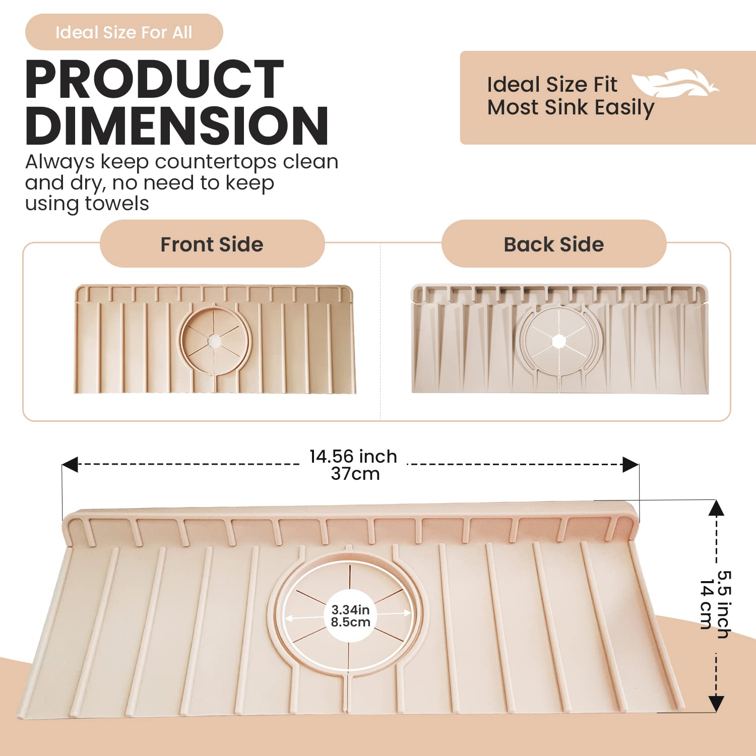 **Silicone Kitchen Faucet Splash Guard & Drip Catcher Tray - Non-Slip Sink Mat Protector for Leak Prevention - Perfect for Stainless Steel Sinks, Dishwashing & Countertop Protection**