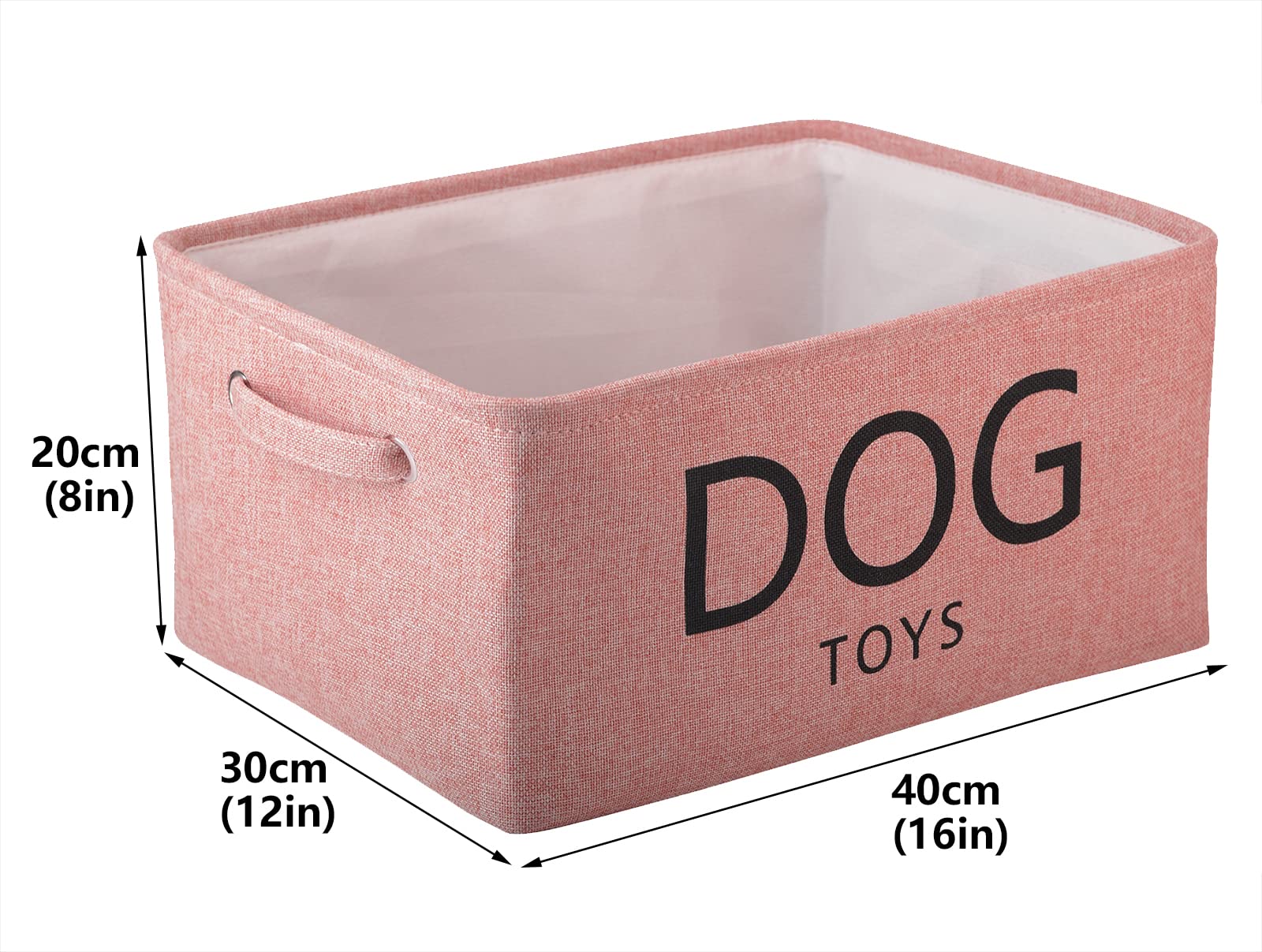 Pethiy Canvas Cat Toy Basket with Handles - Pet Toy Storage Bin for Cats, Dog Toys & Accessories Organization - Pink | Perfect for Living Room, Bedroom & Pet Play Area