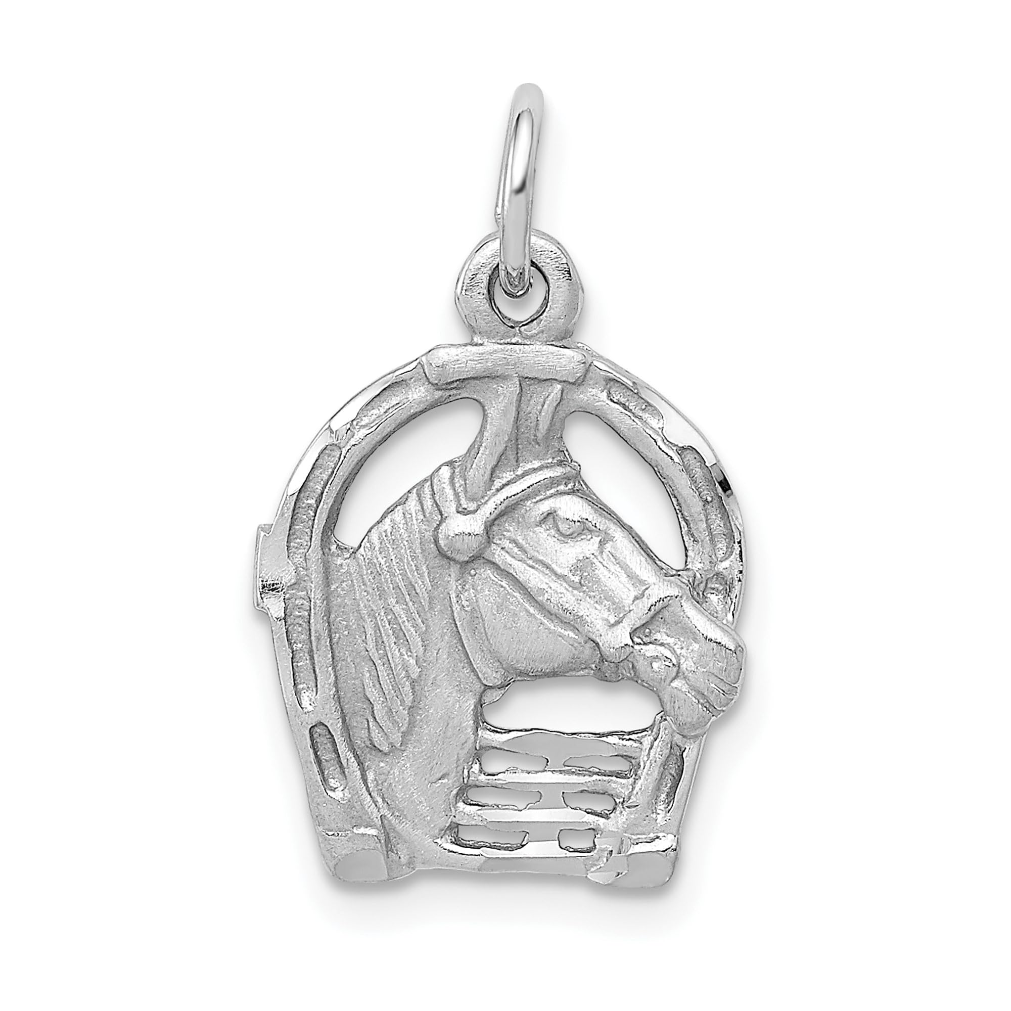14K Solid White Gold Horse Head Lucky Horseshoe Necklace - Elegant Equestrian Pendant for Animal Lovers | Perfect Gift for Equestrians, Horse Riding Enthusiasts & Jewelry Collectors | Ideal for Weddings, Birthdays & Special Occasions