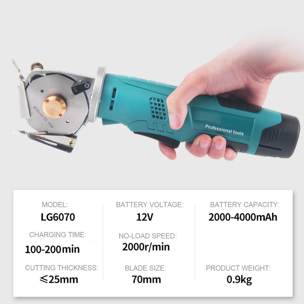 Upgraded Electric Fabric Scissors - Portable Round Knife Cutter with 4000mAh Lithium Battery, 25mm Cutting Thickness - Perfect for Leather Furniture & Clothing DIY Projects