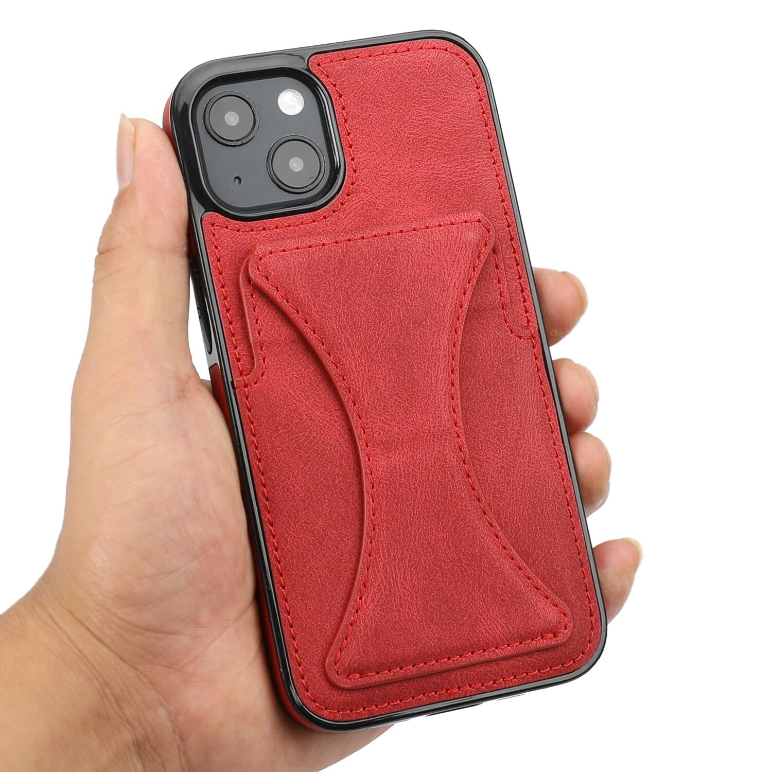 Premium PU Leather iPhone 13 Mini Wallet Case with Card Holder - Ultra Slim Shockproof Cover with Kickstand & 3 Card Slots | Compatible with iPhone 13 Mini (Red) | Perfect for Everyday Use, Travel & Hands-Free Viewing