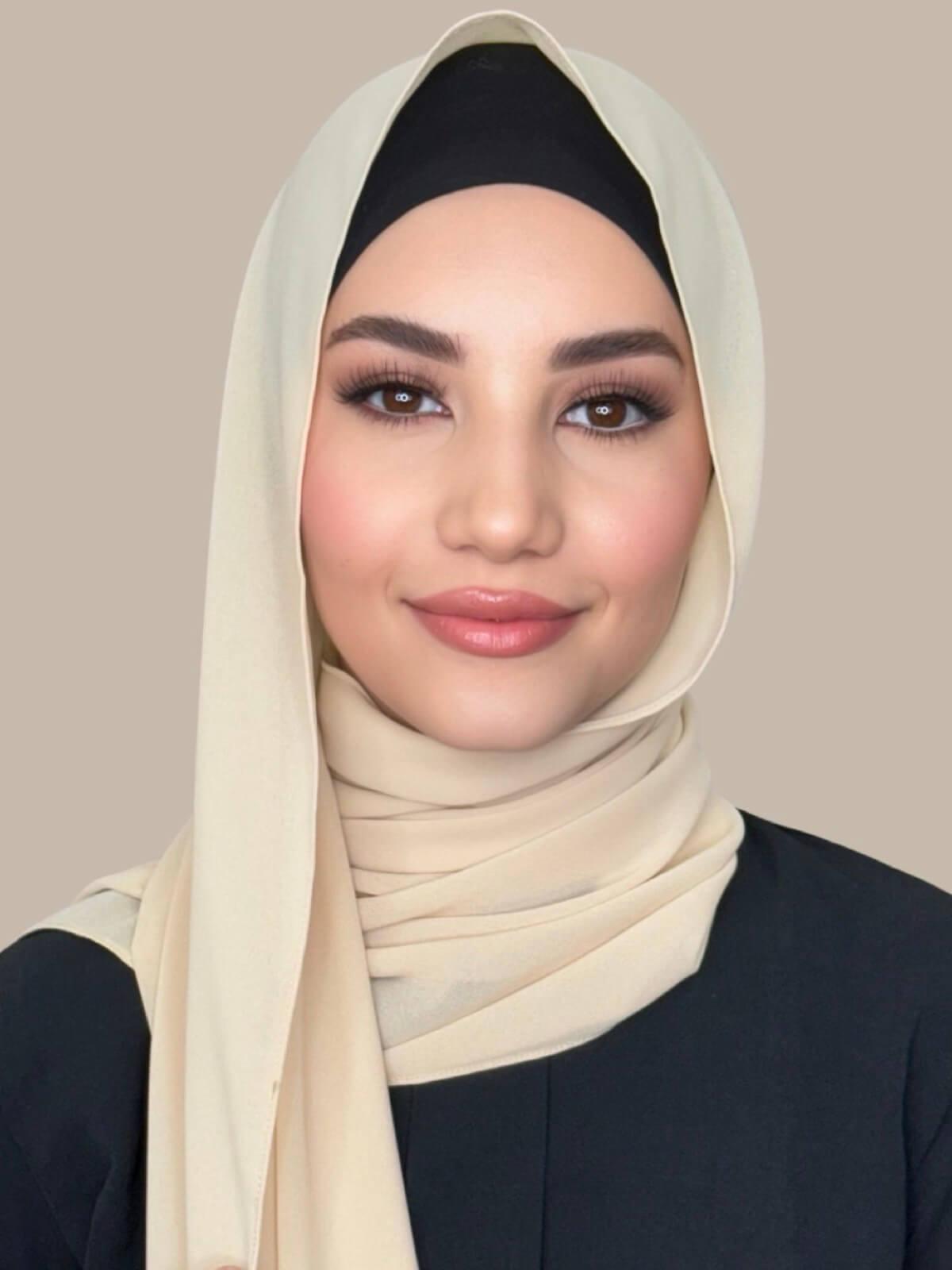 Elegant Classic Chiffon Hijab Scarf - Soft Bisque Color - Perfect for Daily Wear, Prayer, and Special Occasions