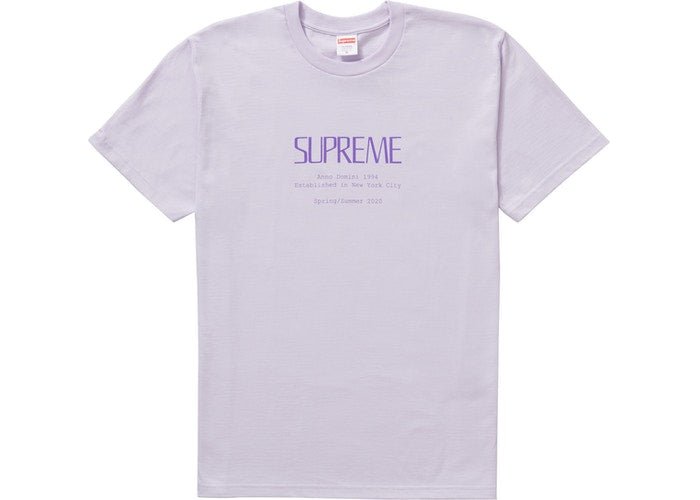 Supreme Anno Domini T-Shirt - Light Purple Cotton Streetwear Tee for Men | Casual Wear, Hip Hop Fashion & Urban Style