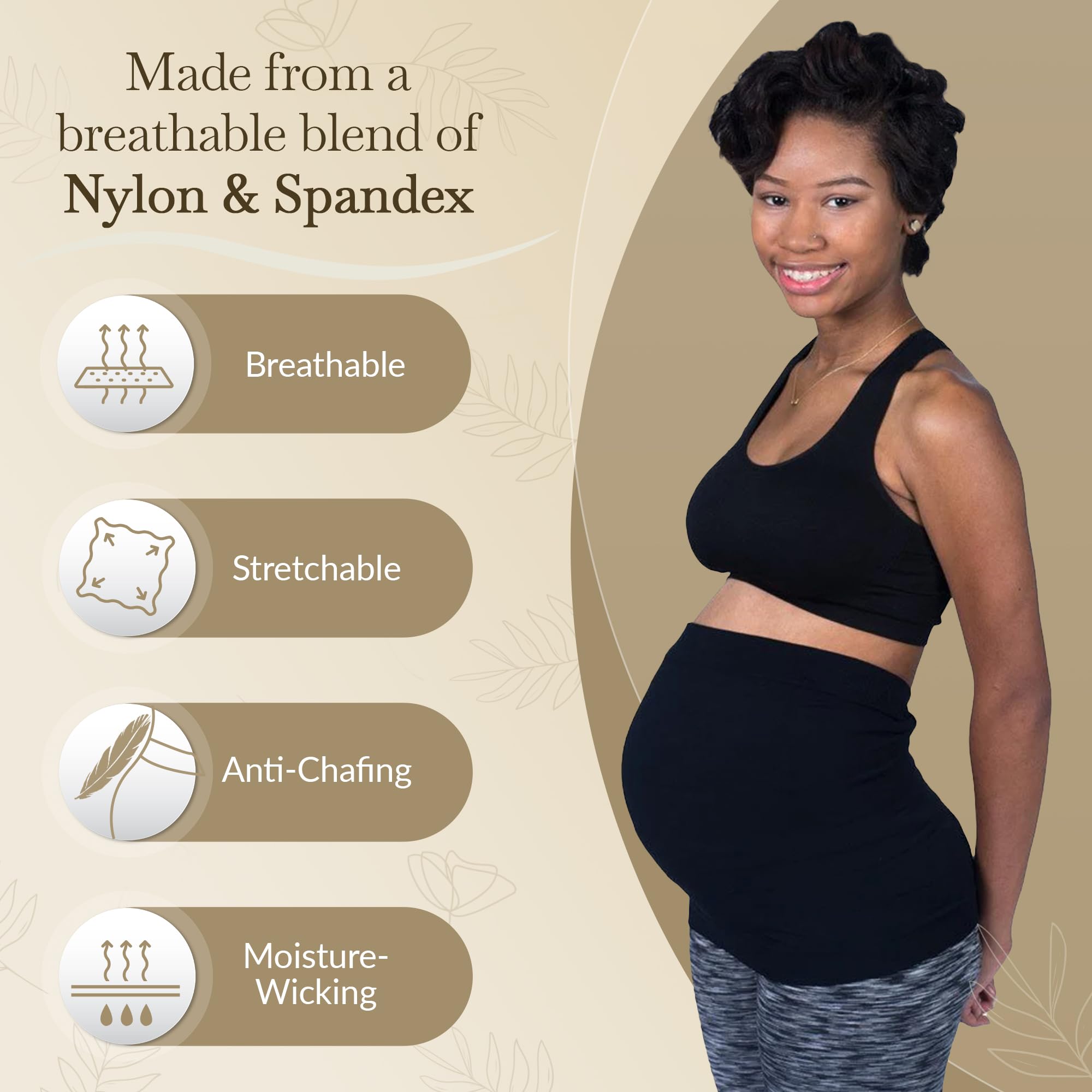 **Maternity Belly Band for Women - 4-Way Stretch Postpartum Support Belt for Lumbar & Back Pain Relief - Pregnancy Must Haves for Comfort & Recovery (Ideal for Postpartum, C-Section, and Daily Wear)**