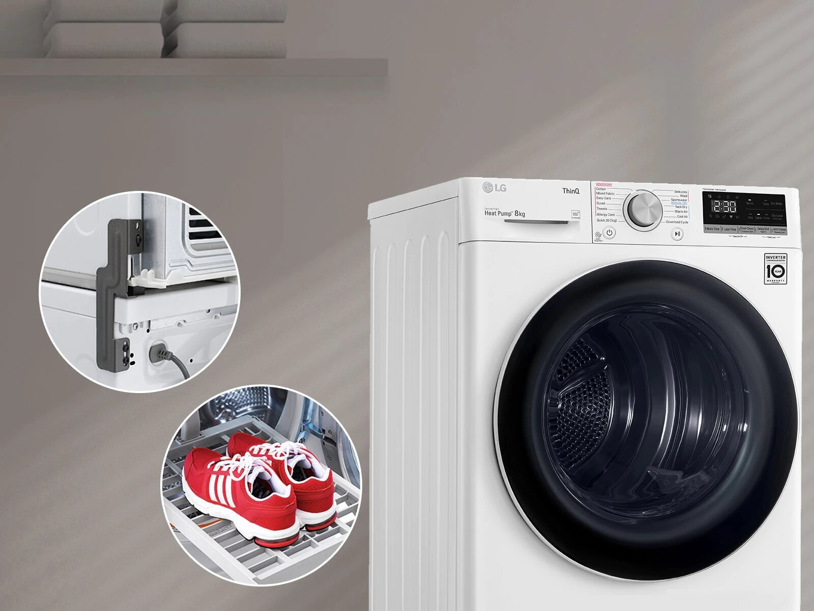 LG DVH5 08W 8kg Heat Pump Dryer with Inverter Control - Energy Efficient Laundry Solution for Homes & Apartments