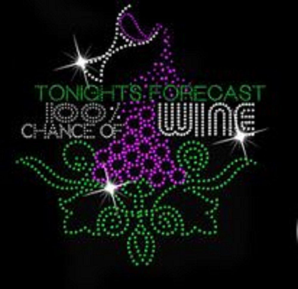 100% Rhinestone Iron-On Wine Transfer for T-Shirts, Jackets & DIY Crafts - Perfect for Parties, Weddings & Custom Apparel