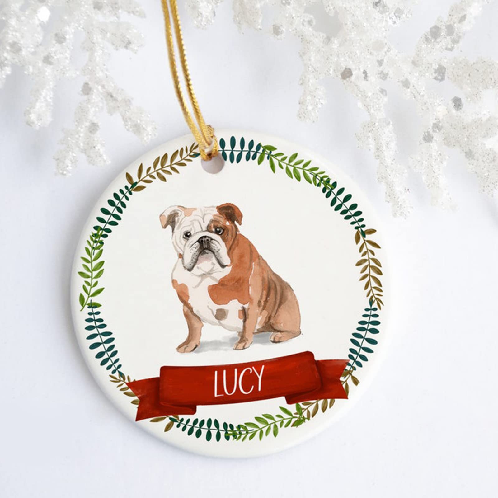 English Bulldog Ornament - Personalized Pet Lover Gift for Dog Owners - Custom Dog Christmas Decoration - Perfect for Holiday Tree Decor & Pet-Themed Home Décor