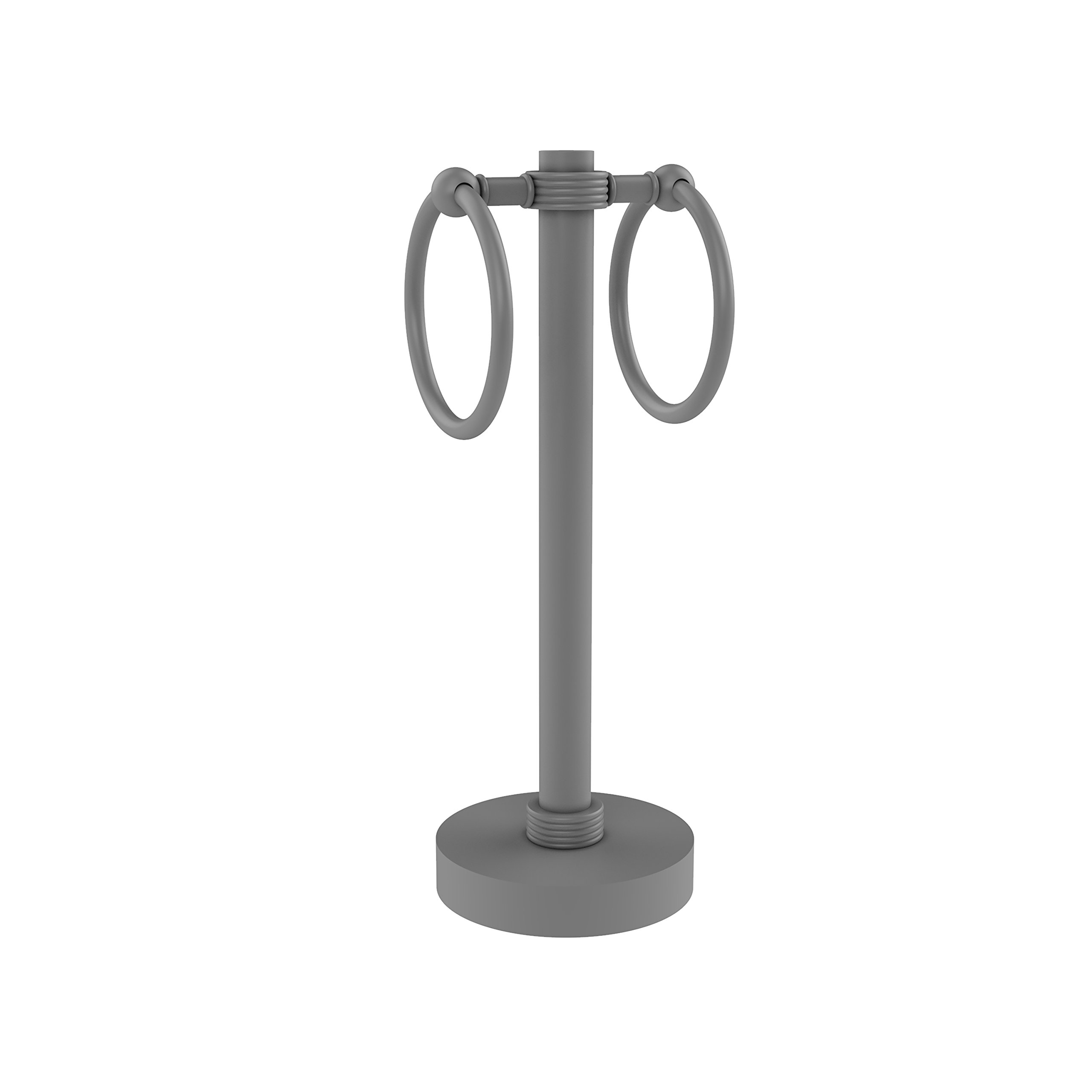 Allied Brass 953G Matte Gray Vanity Top 2 Ring Groovy Accents Guest Towel Holder - Perfect for Bathroom, Powder Room & Guest House Decor