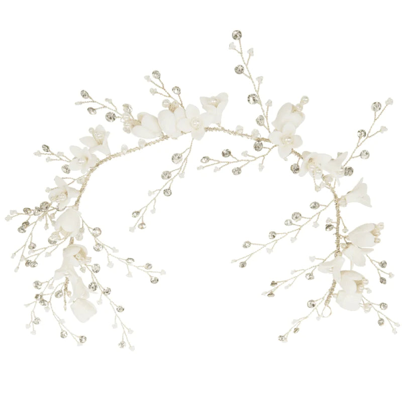Elegant Floral Bridal Hair Vine with Swarovski Crystals & Pearls - Wedding Headpiece for Brides, Bridesmaids & Prom - Perfect for Boho, Vintage & Romantic Wedding Hairstyles