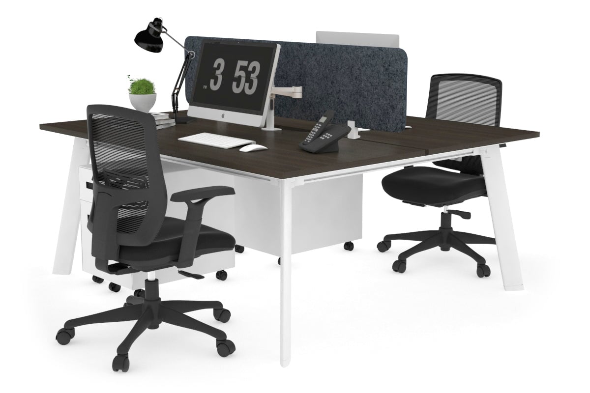 2 Person Workstation with White Frame - 1800L x 800W Switch Desk with Cable Management Scallop for Office & Home Workspace