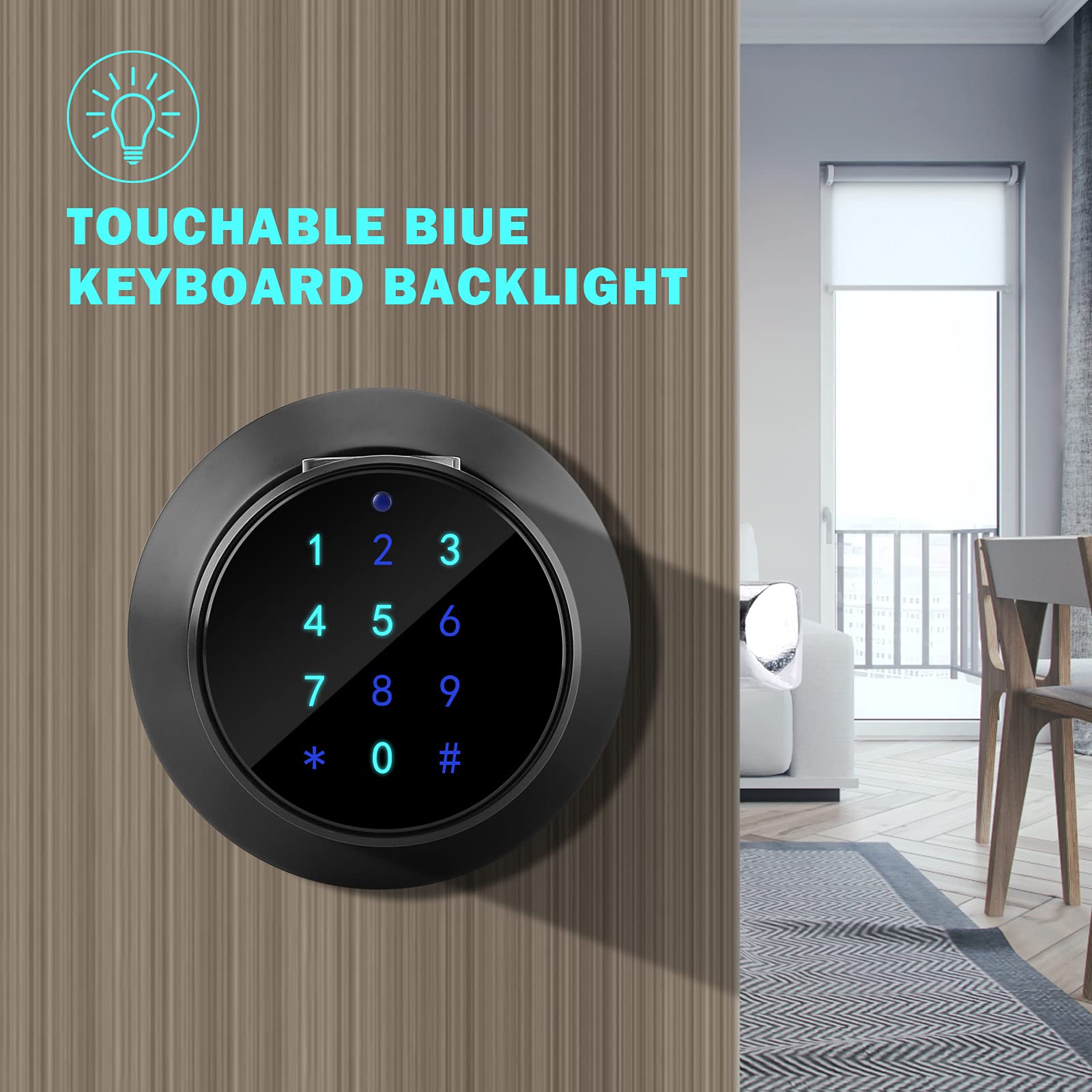 FITNATE Smart Fingerprint Door Knob Lock - Tuya App Controlled, 255 User Capacity, Password Management, Anti-Slip Handle for Home Security | Ideal for Bedroom, Office & Hotel Use