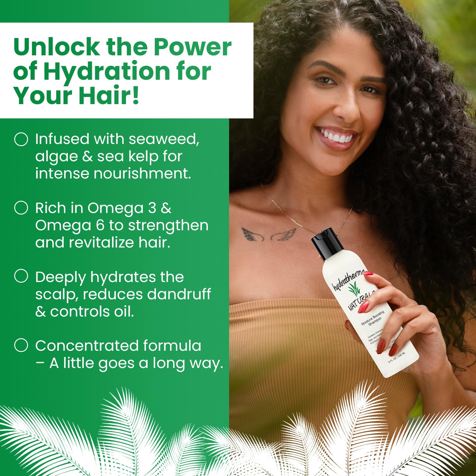 Hydratherma Naturals Moisturizing Boosting Shampoo for Dry Damaged Hair - 8 fl oz Sulfate-Free Hair Care with Argan Oil - Perfect for Daily Hydration & Repair at Home or Salon