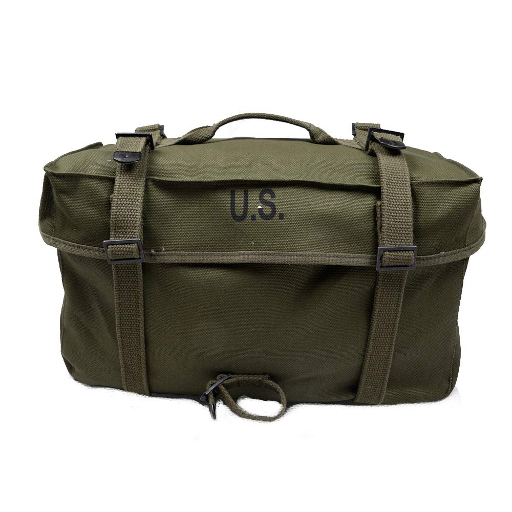 Vintage WWII US Army M1945 Tactical Backpack - Korean War Military Rucksack, Durable Army Green Under Bag for Outdoor Hiking & Reenactment