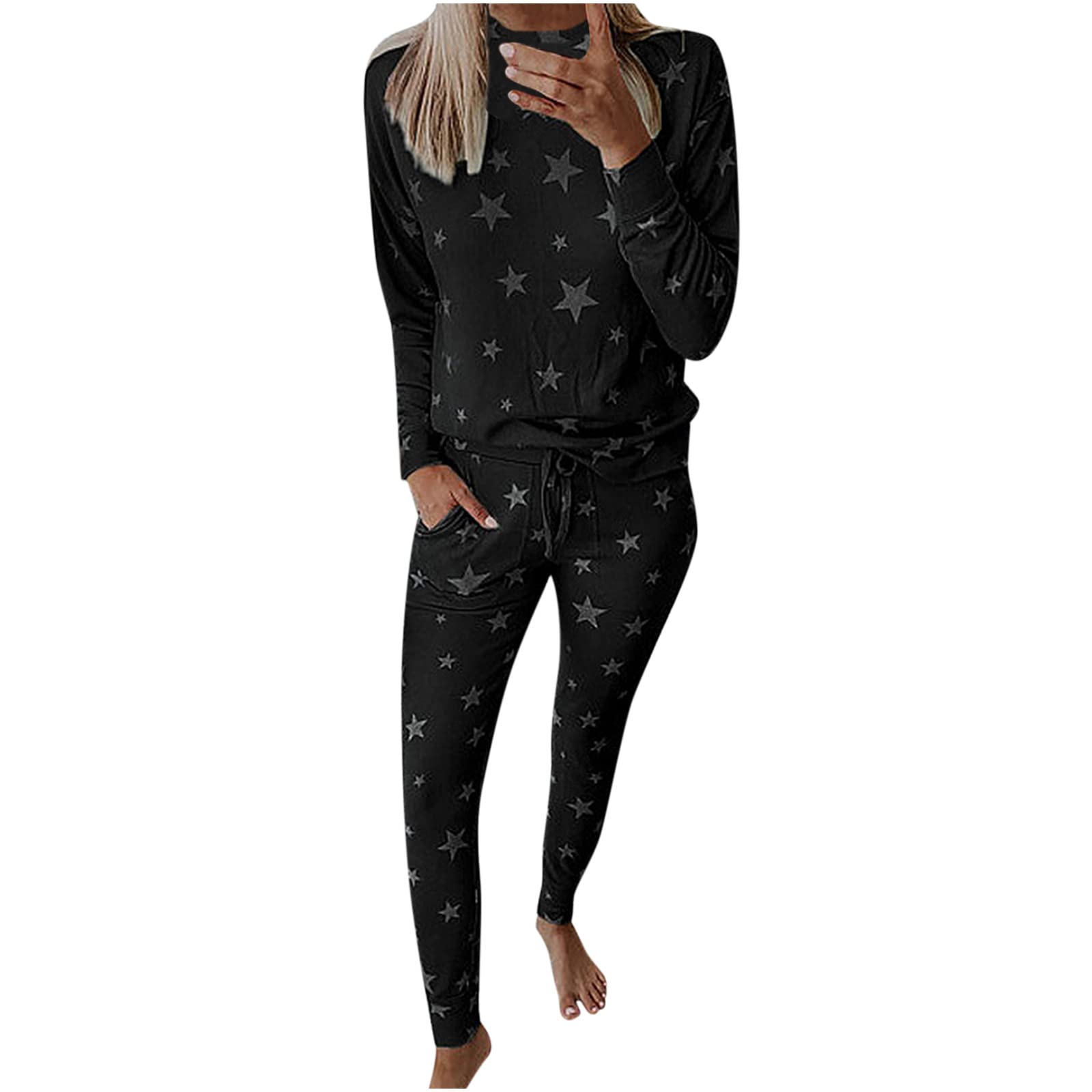 Women's 2-Piece Long Sleeve Nightgown Set - Soft Loose Fit Sleepwear for Summer & Fall - Comfortable Pajama Set for Lounge, Travel & Home Relaxation