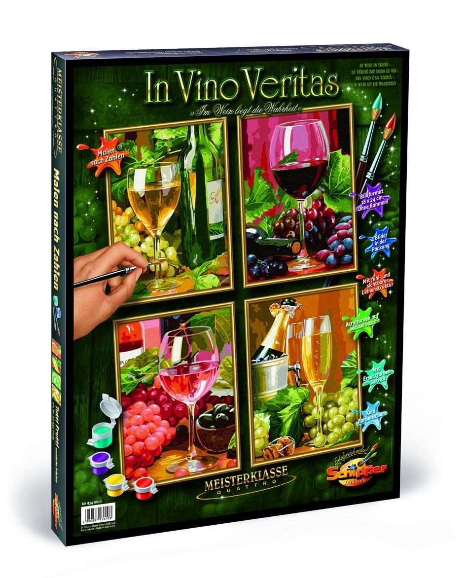 NORRIS Paint by Numbers Kit - Vino Veritas (Quattro) - DIY Wine Themed Painting for Adults - Perfect for Relaxation, Home Decor & Gift Giving