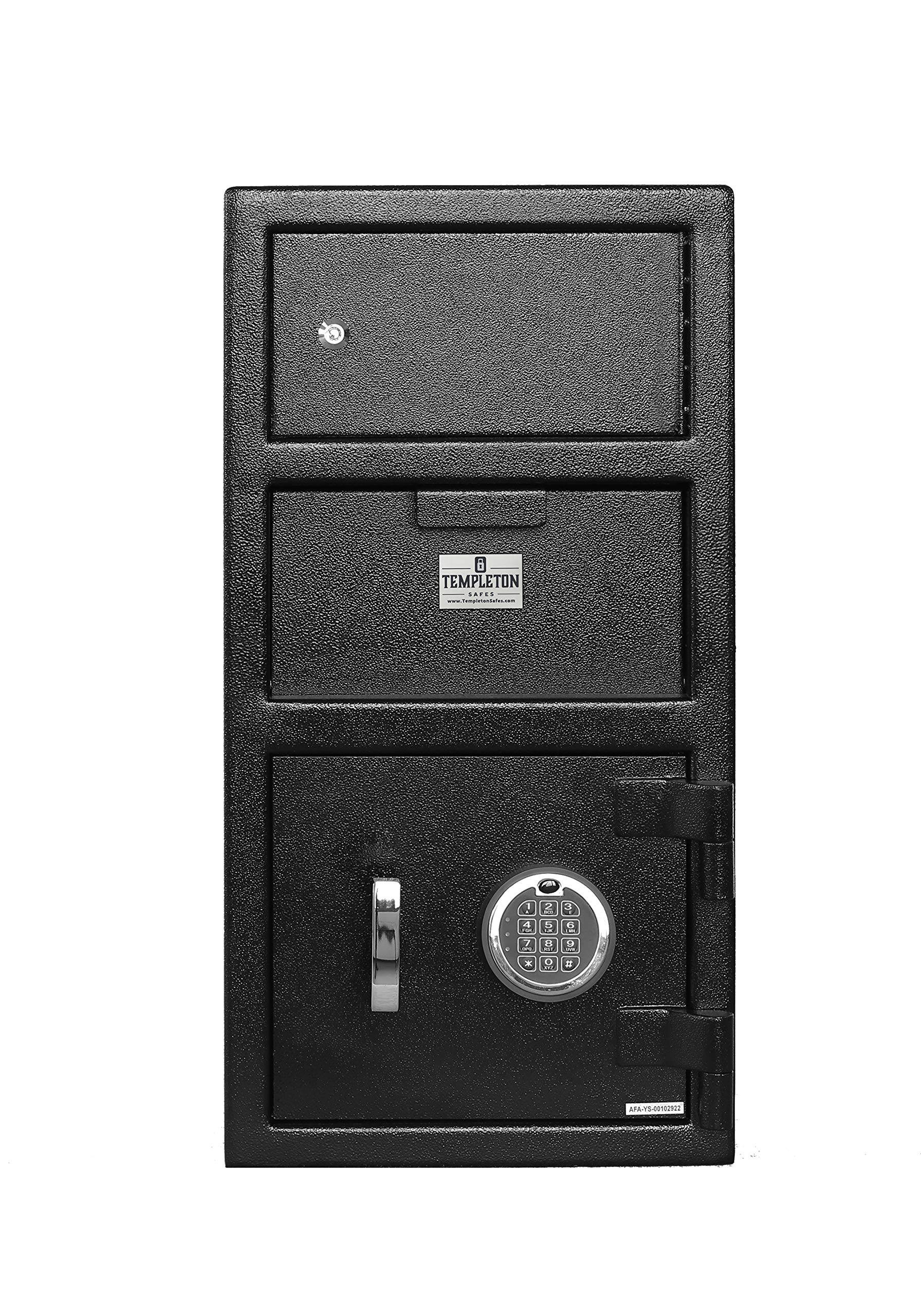 Templeton Standard Depository Drop Safe & Lock Box - Electronic Keypad Combination Lock with Backup Key, Anti-Theft Security (1.5 Cubic Feet, Black) - Ideal for Home, Office & Retail Cash Storage