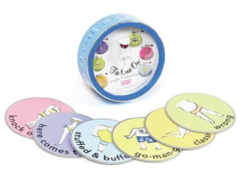 Tie One On Pool Party Wine Glass Charms and Coasters Set - Fun Summer Drink Markers for Outdoor Entertaining, BBQ, and Beach Parties