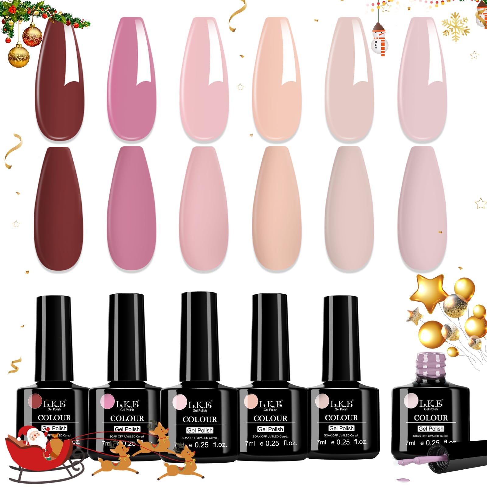 LKE Nude Pink Gel Nail Polish Set - 6 Colors Neutral Gel Polish Kit with UV/LED Lamp for Soak Off Manicure | DIY Home Nail Art & Salon Professional Use | Perfect Gift for Women