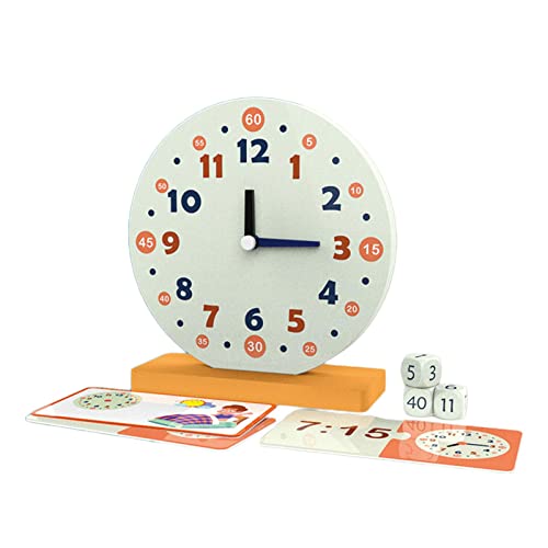 Milageto Montessori Wooden Clock Toy - Educational Learning Clock for Kids - Homeschool Supplies & Classroom Teaching Aid - Perfect for Toddler Time Telling Practice & Early Math Skills Development