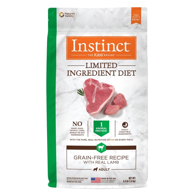 Instinct Limited Ingredient Grain-Free Dry Dog Food with Real Lamb - Natural Recipe for Dogs with Food Sensitivities (4.5lb & 10lb Bags) - Perfect for Sensitive Stomachs and Allergy Relief