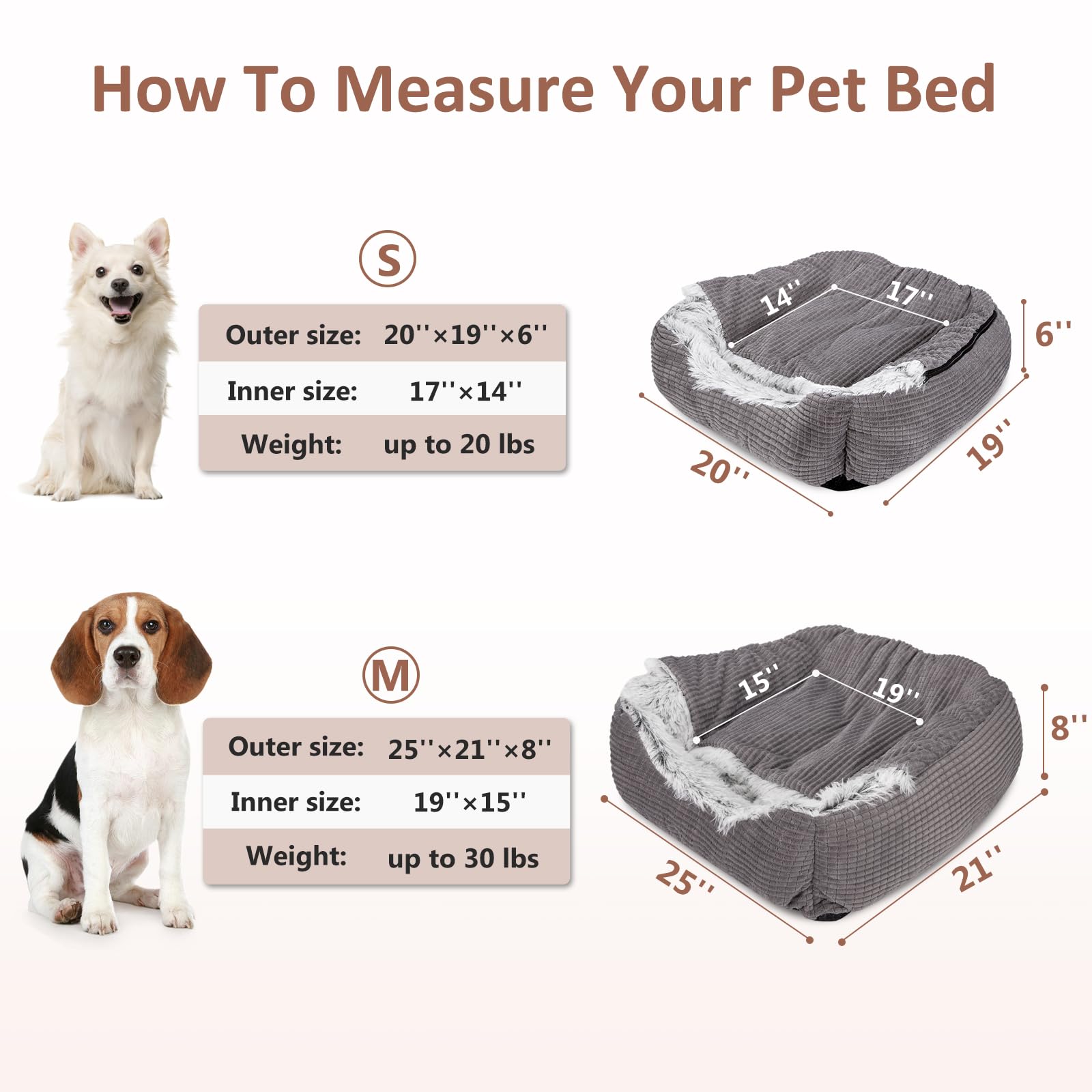 MIXJOY Orthopedic Dog Bed for Small Dogs & Cats - 20 Inch Gray Hooded Cave Pet Bed with Removable Washable Blanket - Warm Cozy Puppy Bed for Indoor Pets - Perfect for Crate, Kennel, or Living Room Use