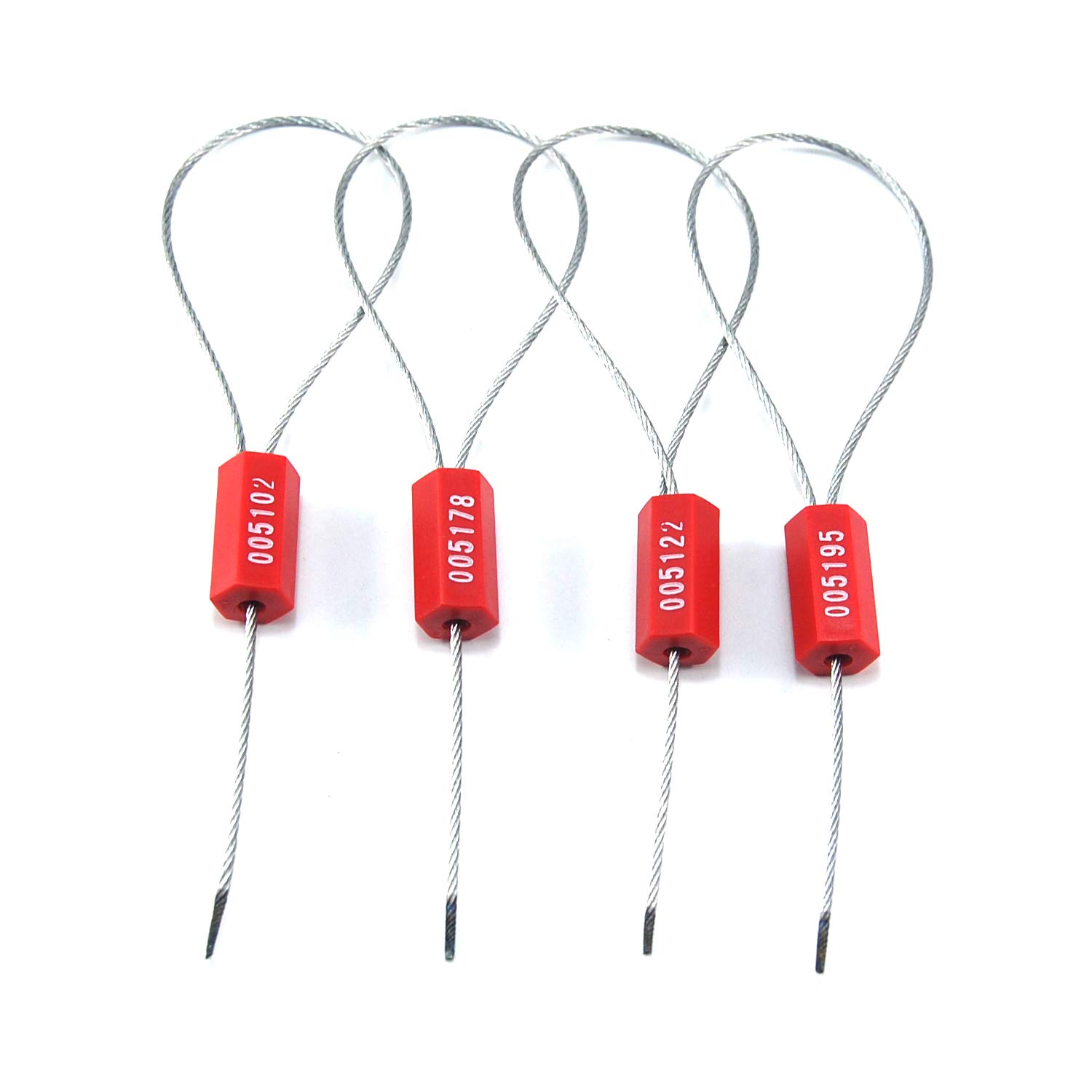500 Numbered Steel Cable Seals - High Security Wire Tamper Proof Seals with Pull Tight Design for Shipping Containers, Trucks & Logistics (Red) - Ideal for Cargo Security, Warehouse Sealing & Transportation Safety
