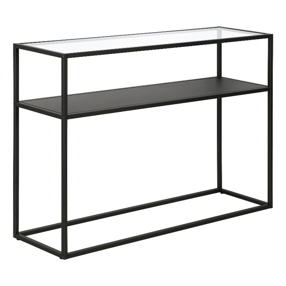 Nellie 42-Inch Wide Blackened Bronze Rectangular Console Table with Metal Shelf - Perfect for Entryway, Living Room & Hallway Decor