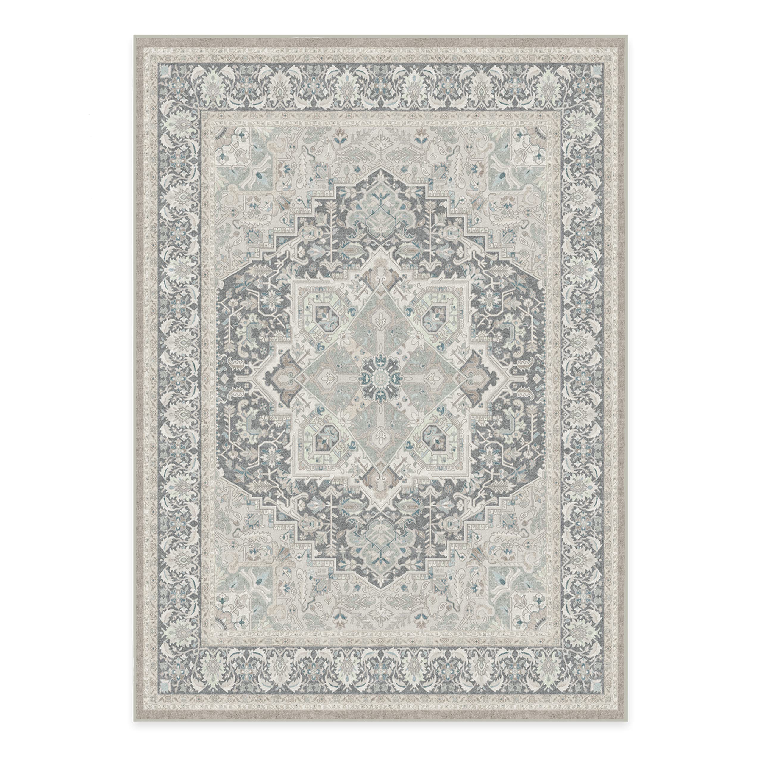 Ruggable x Hendesi Heriz Washable 5x7 Area Rug - Abalone Design | Non-Slip Premium Rug for Living Room, Bedroom, Kitchen, Office & Classroom | Perfect for High-Traffic Areas & Pet-Friendly Homes