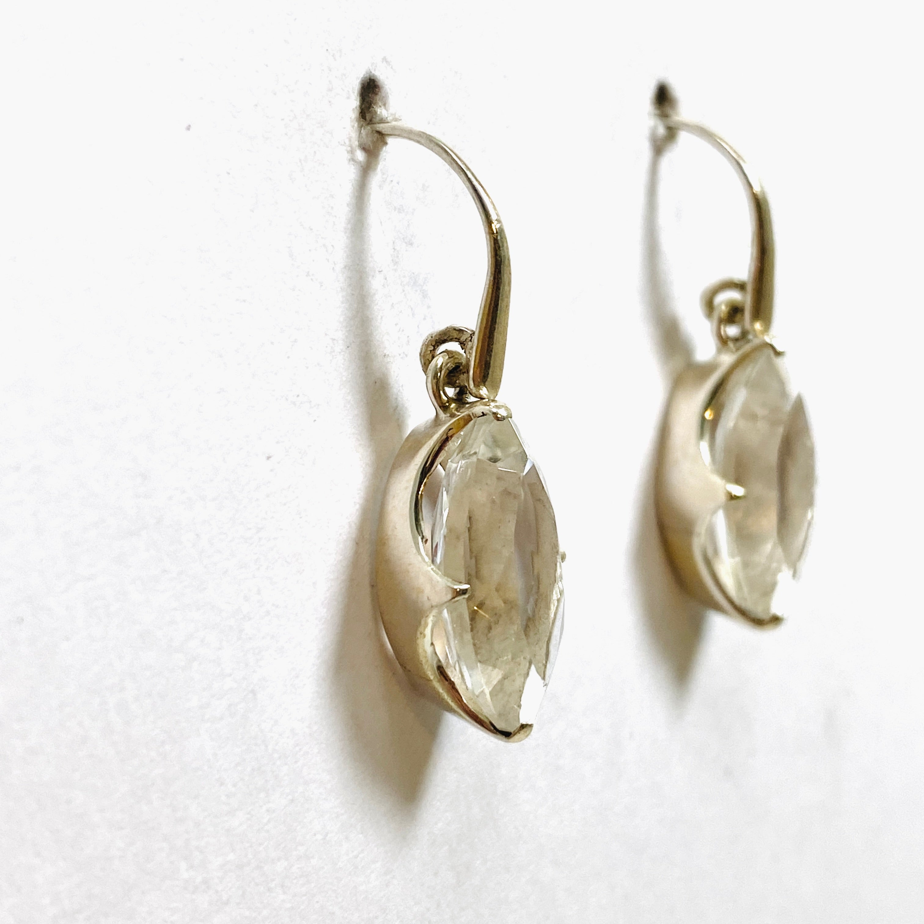 Clear Quartz Marquise Faceted Earrings PEGJ228 | Elegant Dangle Earrings for Women | Perfect for Weddings, Parties & Special Occasions