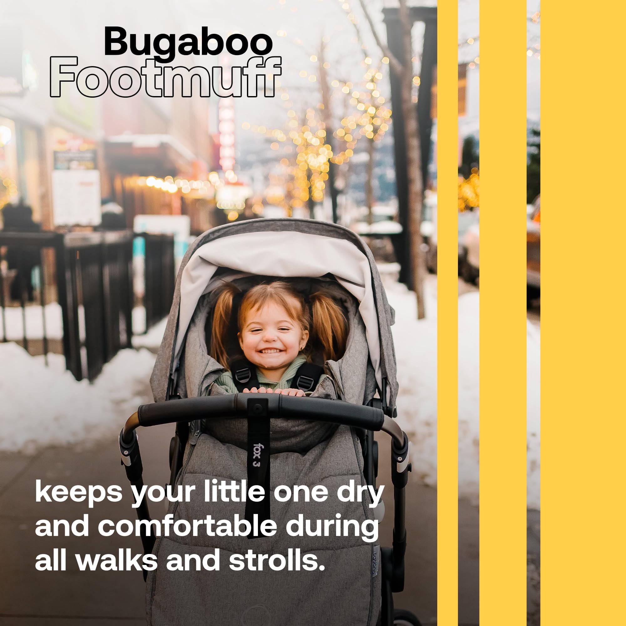 Bugaboo Footmuff - All-Season Weatherproof Stroller Accessory with Removable Climate Control & Reflective Trim - Midnight Black - Perfect for Winter Walks, Baby Stroller Comfort & Outdoor Adventures