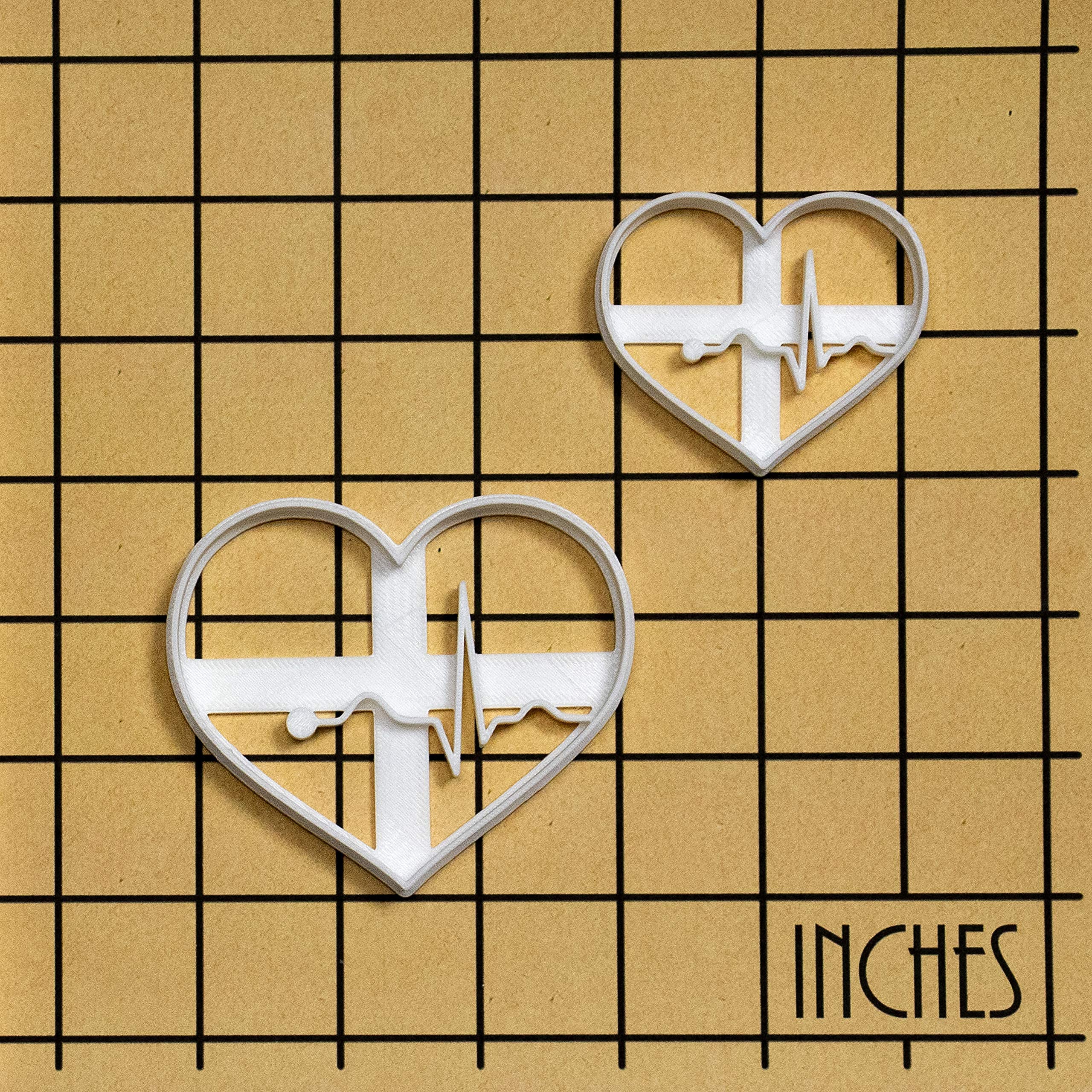 Set of 2 Stainless Steel ECG Heart Cookie Cutters - Small & Large Sizes for Baking, Cake Decorating & Medical-Themed Parties | Bakerlogy