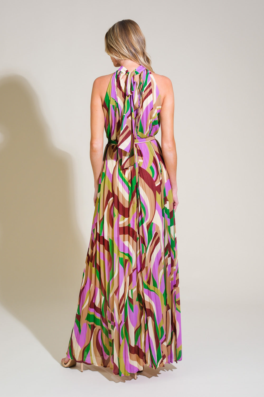Mireille Halter Maxi Dress for Women - Elegant Long Sleeve Flowy Summer Dress for Beach, Wedding & Party Occasions
