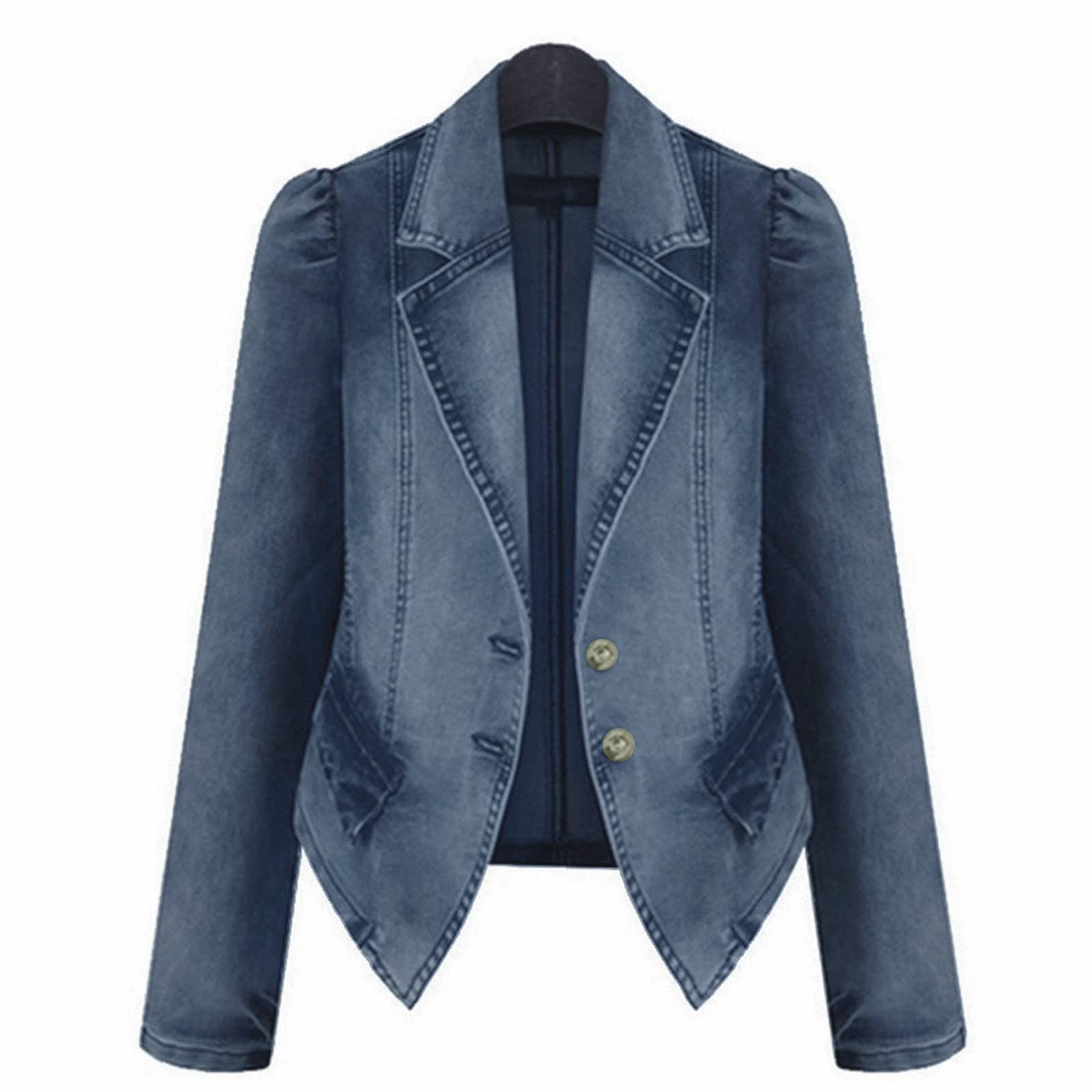 UODSVP Women's Denim Jacket - Stylish Casual Long Sleeve Jean Coat with Pockets | Perfect for Spring/Fall Layering, Weekend Outfits & Streetwear Fashion