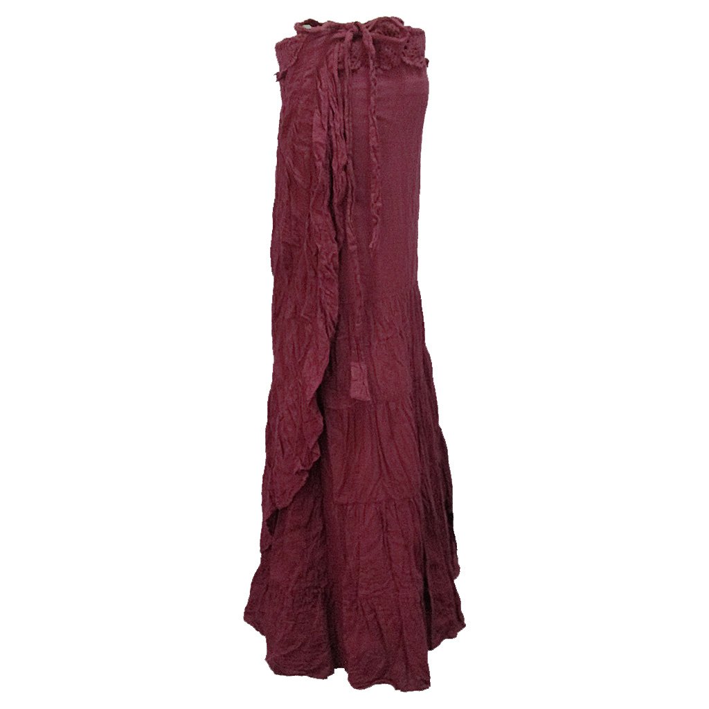 Coconutwow Women's Crochet Waist Ruffle Wrap Long Skirt - Boho Summer Beach Maxi Skirt for Women, Perfect for Vacations, Music Festivals & Casual Outings