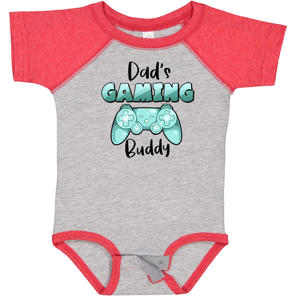 Inktastic Dad's Gaming Buddy - Aqua Controller Baby Bodysuit | Cute Gamer Onesie for Newborns & Infants | Perfect Gift for Gaming Dads & Baby Showers | Soft Cotton Comfort for Playtime & Family Photos