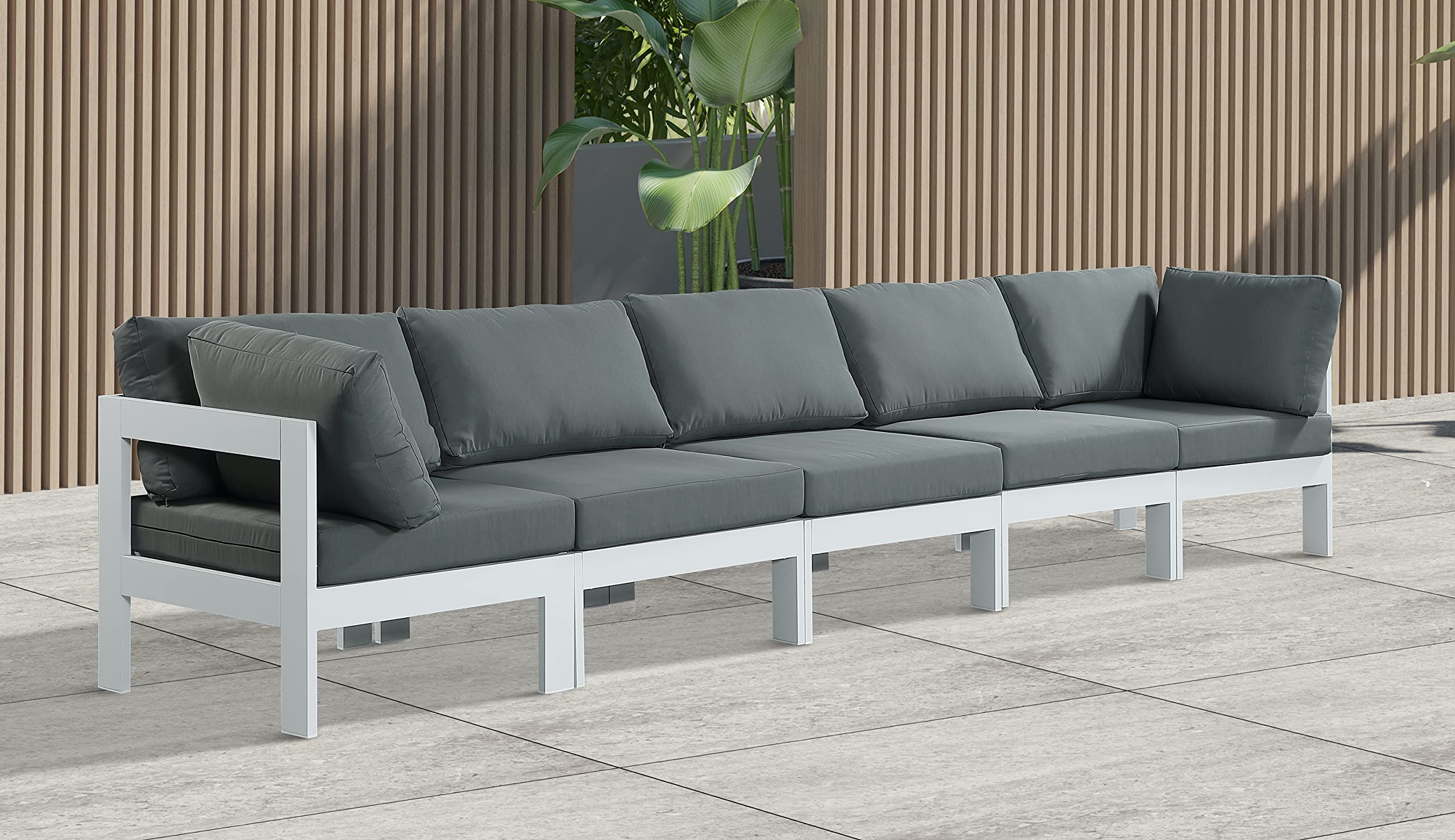 Meridian Furniture 375Grey-S150A Nizuc Collection Modern Outdoor Modular Sofa Set - Water-Resistant Patio Furniture for Poolside, Backyard & Garden Relaxation