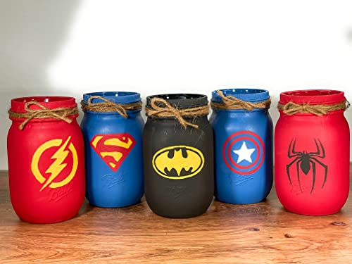 Marvel Super Hero Mason Jars - 16oz Comic Book Themed Glass Jars for Decor, Storage & Gifts | Perfect for Home Decor, Party Favors & DIY Crafts