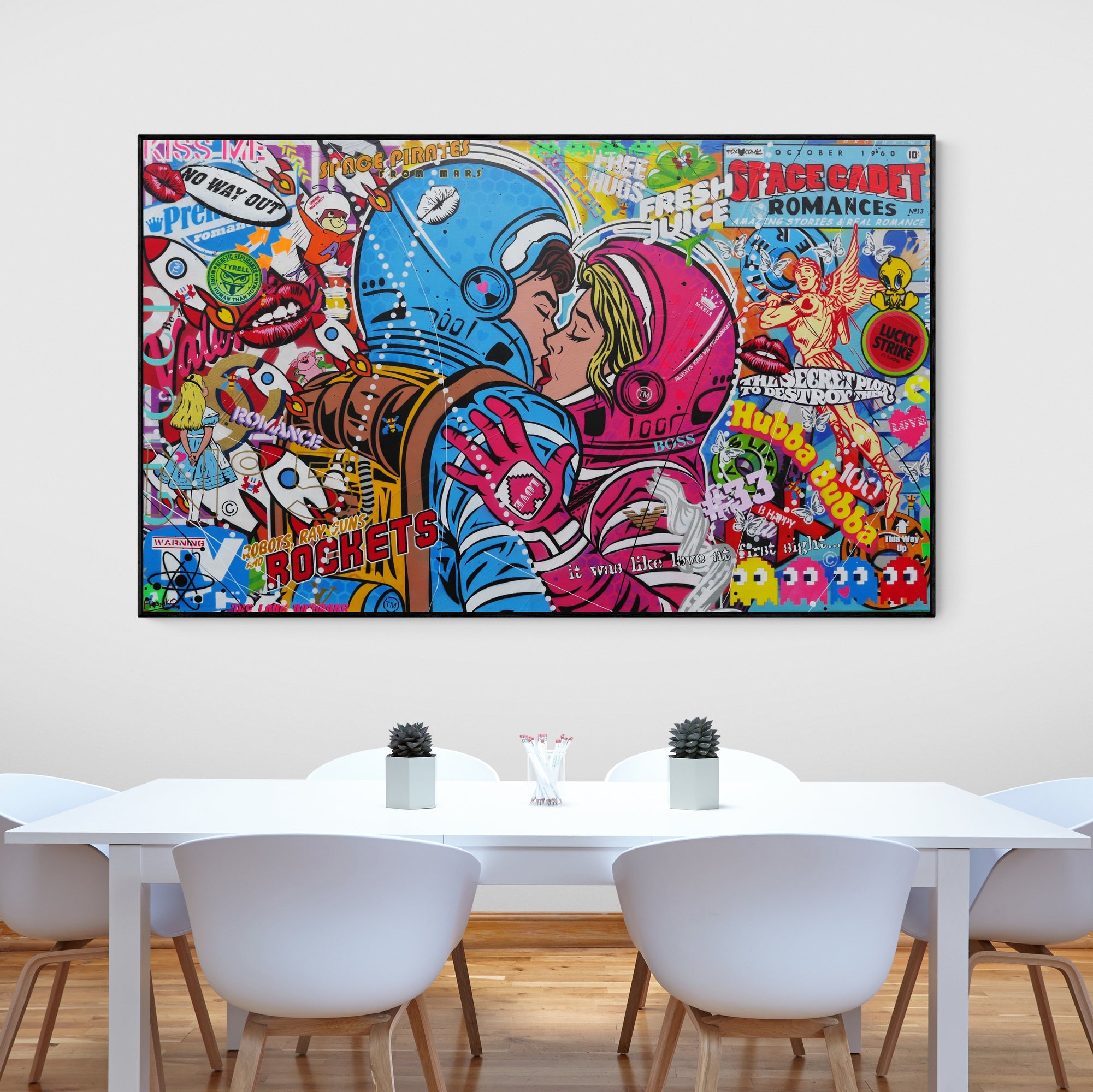 200cm x 120cm Textured Urban Pop Art Canvas Painting - Modern Abstract Wall Decor for Living Room, Bedroom & Office | Cadets Romance Inspired Artwork