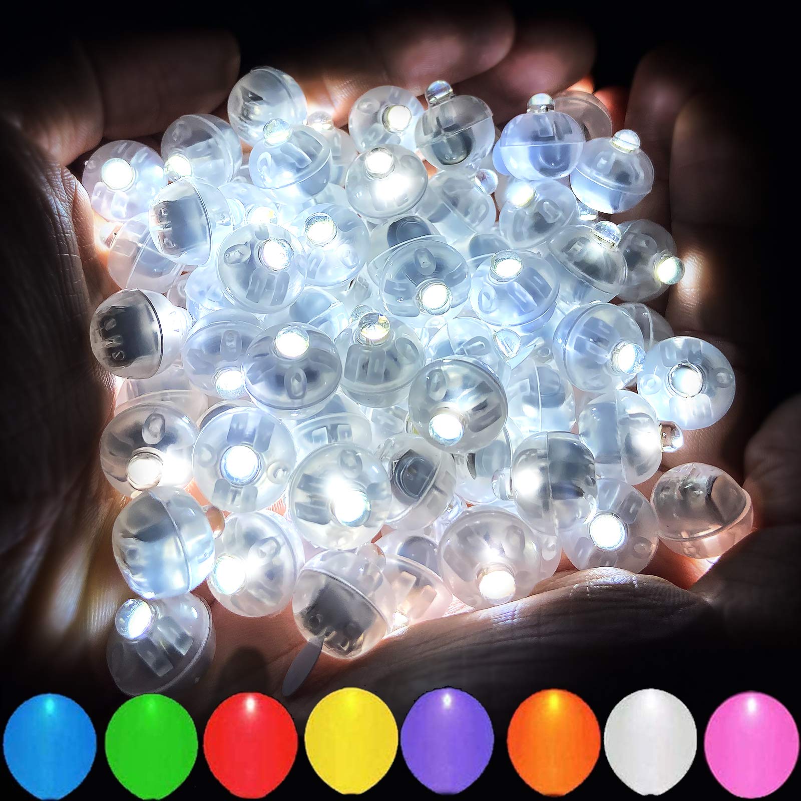 Aogist 50 Pcs White LED Balloon Lights - Mini Round LED Ball Lamps for Paper Lanterns & Balloons - Indoor/Outdoor Party Decorations for Halloween, Christmas, Weddings & Events - Battery Powered Fairy Lights for DIY Crafts, Centerpieces & Ceiling Decor