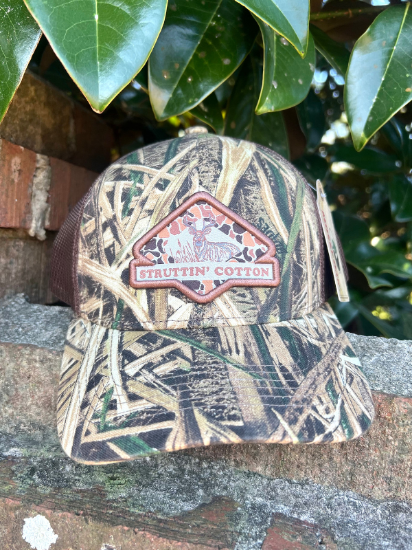 Struttin Cotton Mossy Oak Brown Buck Patch Hat - Camouflage Hunting Cap for Outdoor Adventures & Casual Wear