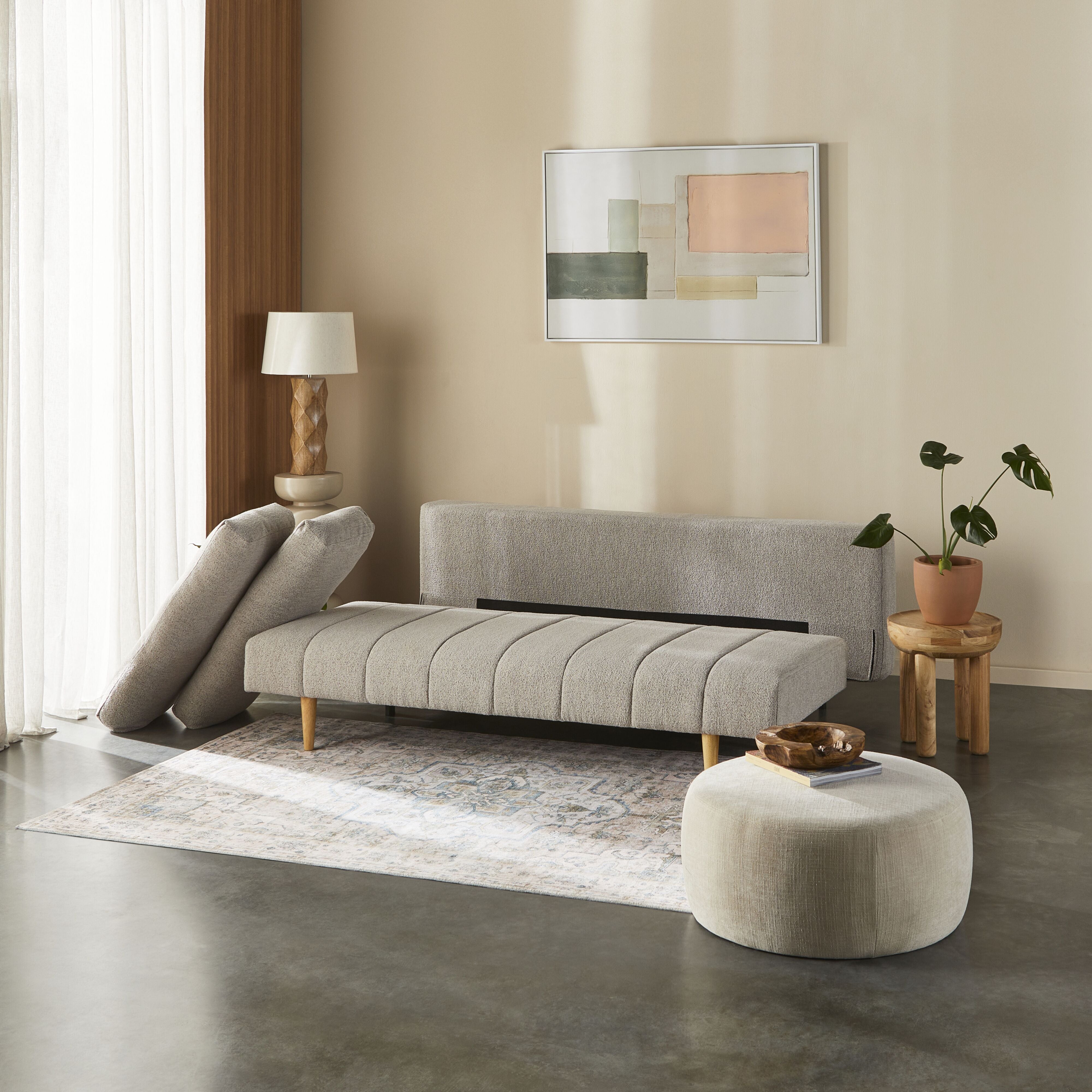 Blain Convertible Sofa Bed - Natural Linen Fabric, Comfortable Sleeper Sofa for Small Spaces - Perfect for Guest Rooms, Apartments & Home Offices
