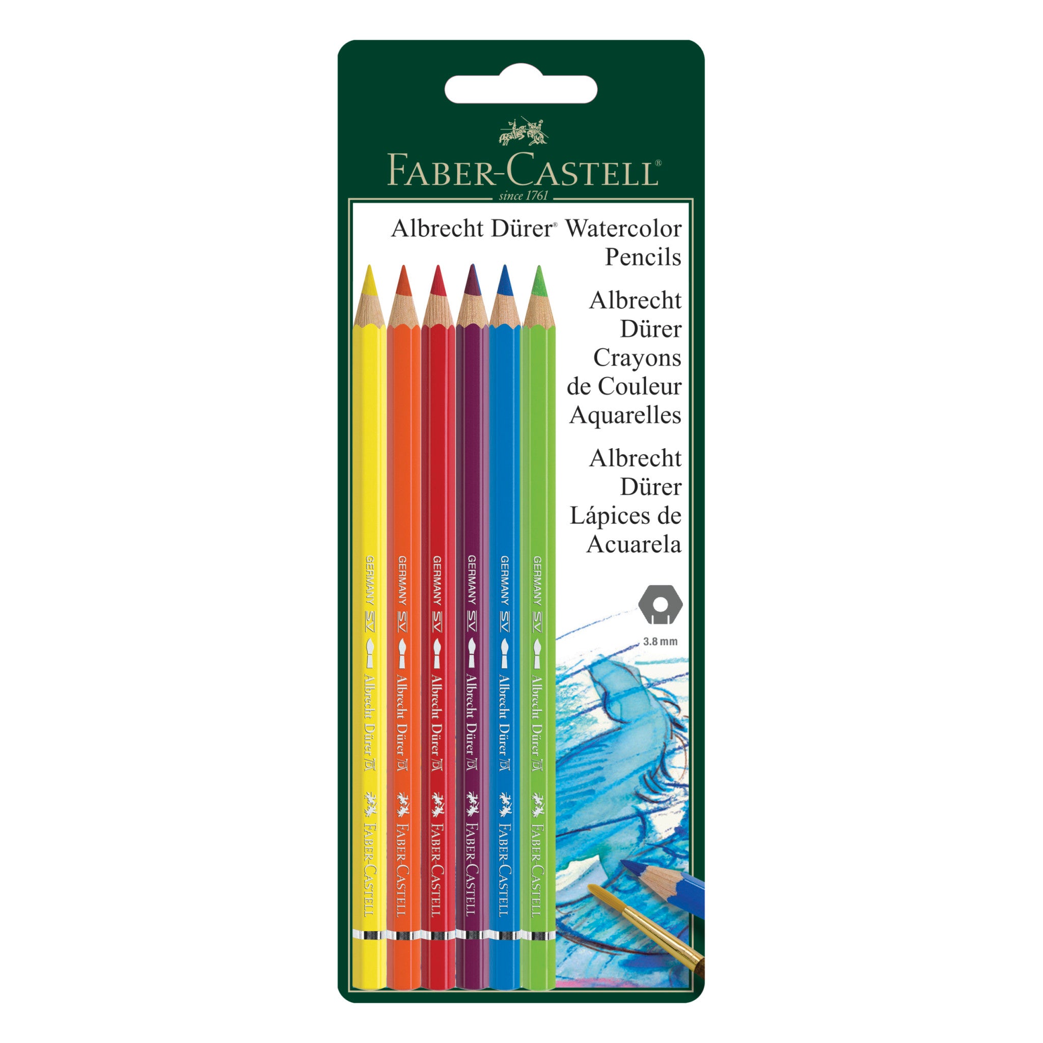 Albrecht Dürer Artists' Watercolor Pencils Set of 6 - Premium Professional Colored Pencils for Drawing, Sketching & Painting - Ideal for Artists, Students & DIY Craft Projects