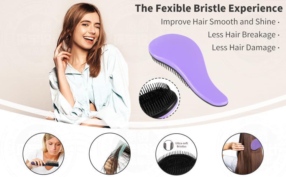 Confidence Hair Brush Detangler for Curly & Straight Hair - Professional Hairdressing Brush & Detangling Comb for Men & Women - Multicolor Style 5 - Perfect for Home, Salon & Travel Use