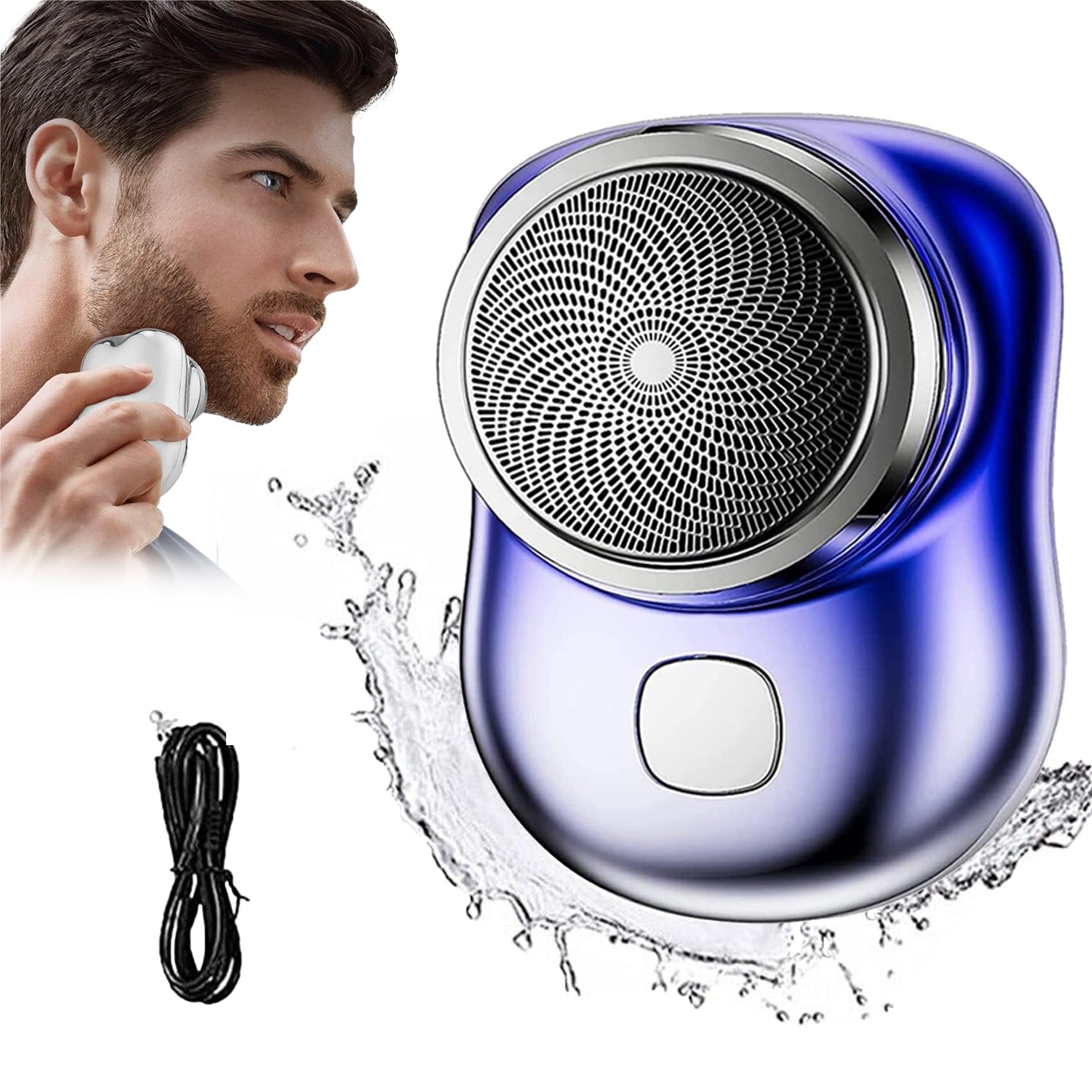 Glidex Portable Mini Electric Shaver for Men - Powerful Rechargeable Travel Shaver with One-Button Operation - Ideal for Home, Car, Gym & Business Trips - Gradient Blue