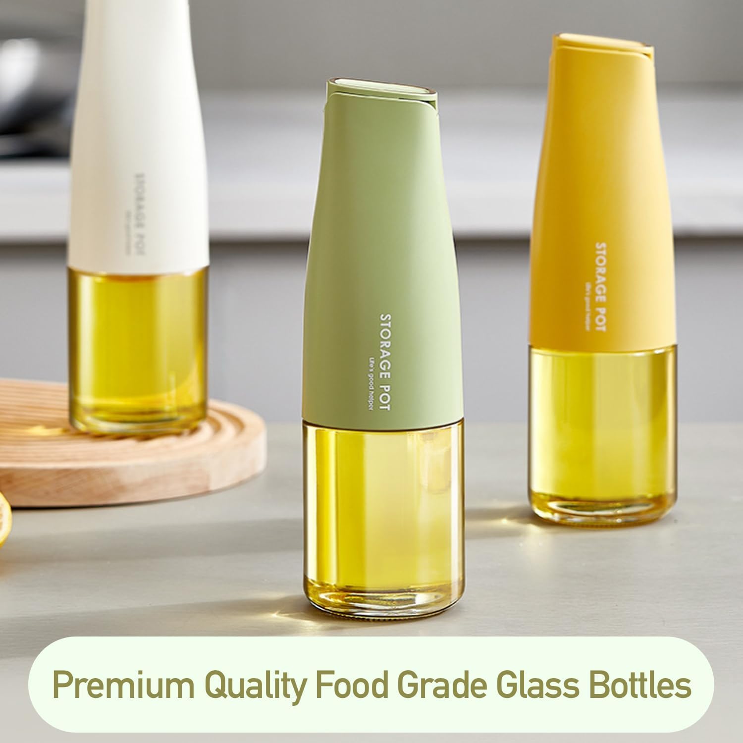 AADHIK Automatic Gravity Oil Dispenser Bottle - Drip-Free Spout for Oil, Vinegar & Liquids, Multi-Color (1-Pack) | Perfect for Kitchen Countertop, Salad Dressing & Cooking Oil Storage