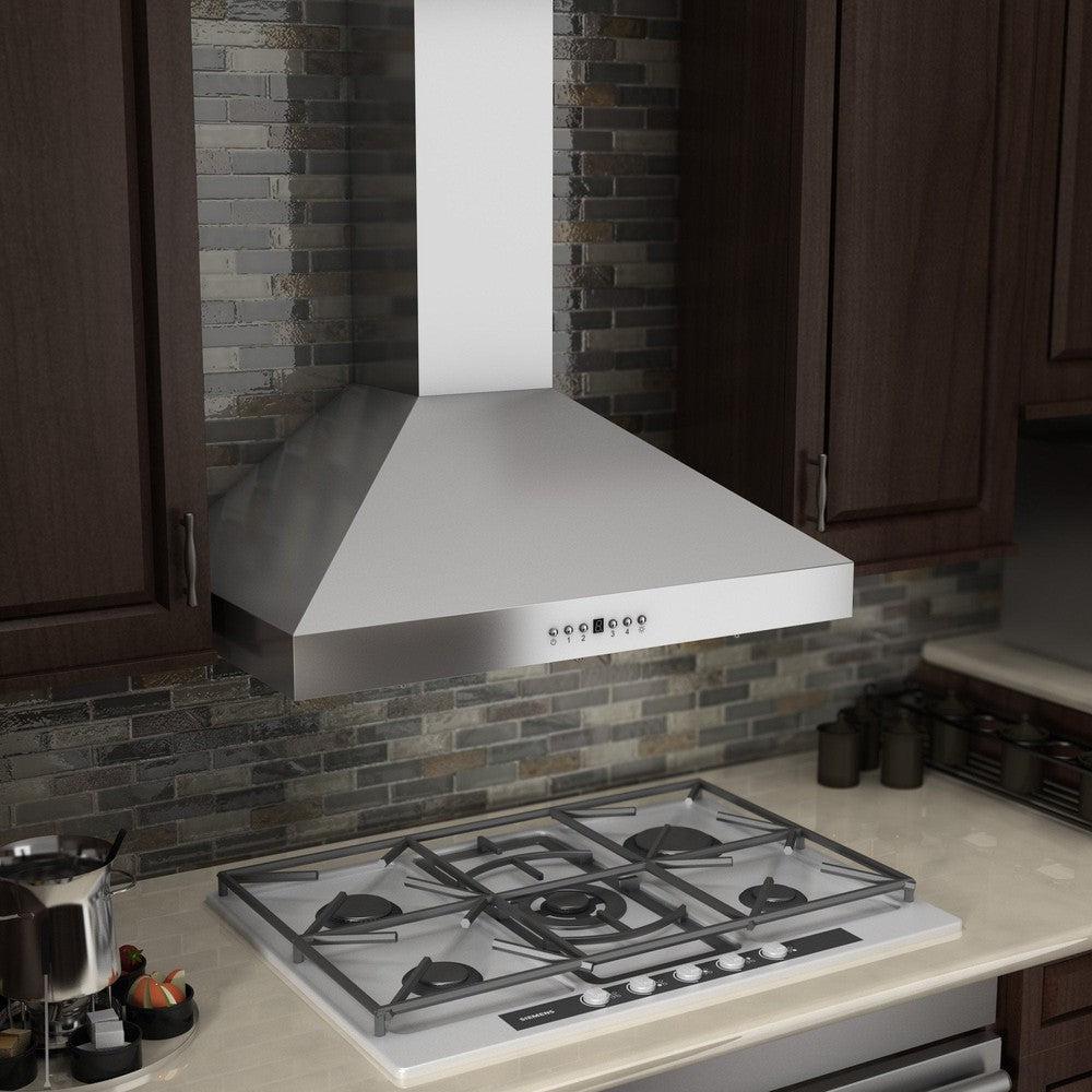 ZLINE KL3CRN Stainless Steel Convertible Wall Mount Range Hood with Crown Molding - Professional Kitchen Ventilation for Home Cooking & Baking